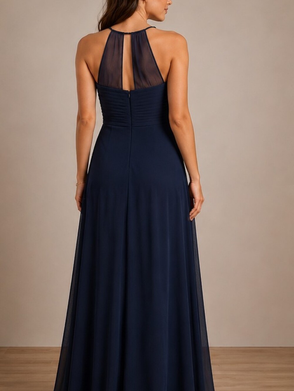 New Navy Evening Gown Sz 4 JJ's House Wedding Cocktail Halter Maxi Zip NWT